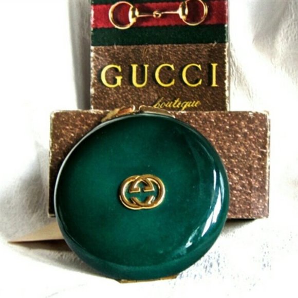 Gucci Accessories - Vintage Gucci Green Enamel Powder Compact